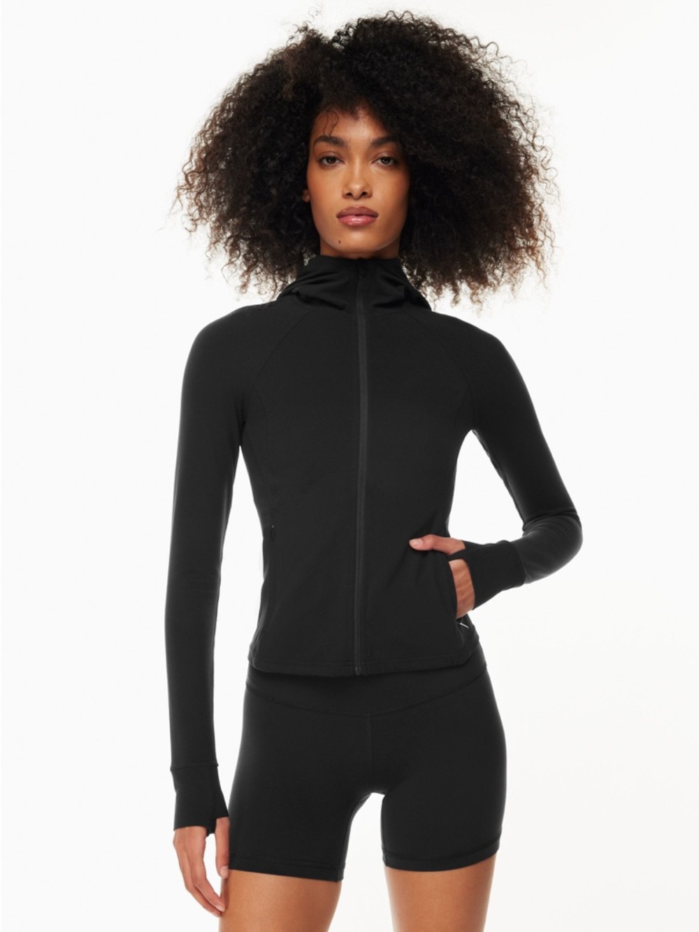 Aritzia TnaBUTTER™ Swan Zip Hoodie - Black (2XS)